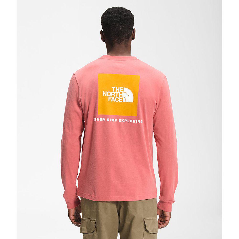 The North Face Long Sleeve Box Nse Ανδρικα Μπλούζα Με Μακρύ Μανίκι - Ροζ (LQOJ20136)